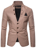 Men’s Slim Fit Stand Collar Button Up Multi Pocket Blazer