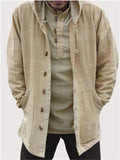 Men's Ethnic Style Vintage Hooded Solid Color Casual Coat