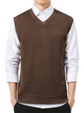 Male Solid Pullover V Neck Sleeveless Vest Sweater