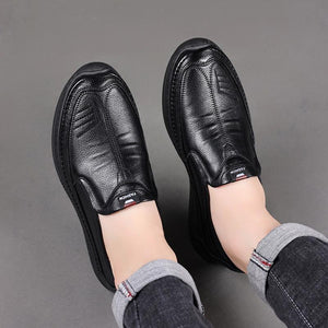 Comfy Fashion Casual Cowhide Slip-On Leather Shoes For Men