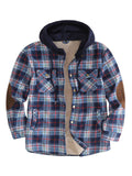 Men's Trendy Plaid Pattern Thermal Long Sleeve Hooded Jacket With Pockets