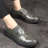 Men's Business Style Crocodile Printing Leather Shoes