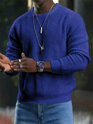 Men's Cool Round Neck Pullover Knitted Shirts for Autumn