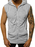 Summer Simple Sleeveless Zipper Running Fitness Hoodies for Men