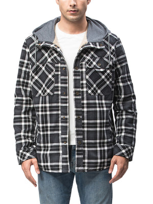 Stylish Warm Plaid Windproof Hooded Flannel Jacket Mens