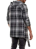 Men's Plaid Fashion Casual Hooded Mid-Length Simple Coat