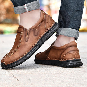 Vintage Style Contrast Stitching Flat Sole Soft Footbed Low-Top Loafers