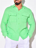 Men's Leisure Cozy Lapel Collar Long Sleeve Linen Blend Shirts