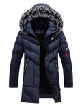 Mens Warm Parka Padded Coat With Fur Hood