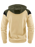 Men's Long Sleeve Contrast Color Zip Up Quilted Fleece Hoodies