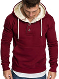 Fashion Neckline Decorated Buttons Thick Hoodie