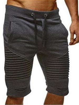 Men Summer Breathable Drawstring Elastic Waist Half Length Pants Shorts