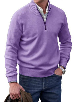 Men's Fashion Stand Collar Quarter Zip Sweaters