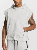 Cozy Large Size All Match Sleeveless Mens Cropped Hoodie