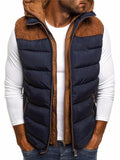 Mens Stylish Color Block Hooded Padded Vest