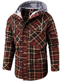 Winter Simple Style Daily Wear Plaid Hooded Warm Coats For Men