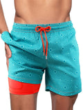 Men's Double-Layer Design Beach Sports Print Lace-Up Shorts