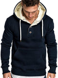 Fashion Neckline Decorated Buttons Thick Hoodie