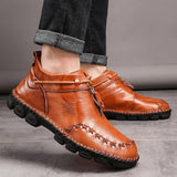 Men Casual Sewing Round Toe Leather Shoes