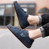 Men's Retro Microfiber Soft Rubber Sole Anti-slip Lace Up Shoes