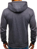 Men's Solid Color Casual Zipper Hooded Sweater