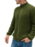 Men's Classic Solid Color Front Zipper Turtleneck Knitted Sweater