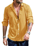 Male Fashion Vertical Stripes Shirts in Spring Autumn