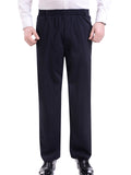 Mens Loose Vertical Solid Color Comfy Casual Trousers Slacks