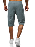 Mens Comfy Breathable Solid Color Casual Knee Shorts