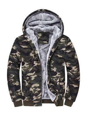 Mens Warm Breathable Soft Camo Print Hooded Military Coats