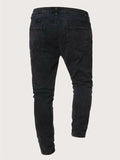 Casual Slim Fit Patchwork Denim Ankle Pants