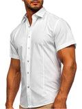 Men's Simple Office Wear Summer Turn Down Collar Button Shirts