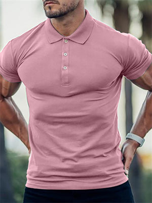 Trendy Men's Skinny Pure Color Polo T-shirts