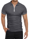 Men's Sporty Thin Breathable Short Sleeve Quarter-Zip Polo Shirt