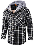 Winter Simple Style Daily Wear Plaid Hooded Warm Coats For Men