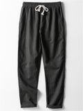 Mens Loose Breathable Straight Cotton&Linen Pants