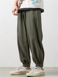 Loose Comfy Character Print Linen Cropped Pants