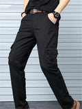 Mens Loose Straight Casual Long Cago Pants With SIde Pockets