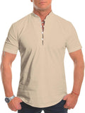 Men's Mandarin Collar Short Sleeve Henley Shirts