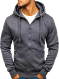 Men's Solid Color Casual Zipper Hooded Sweater