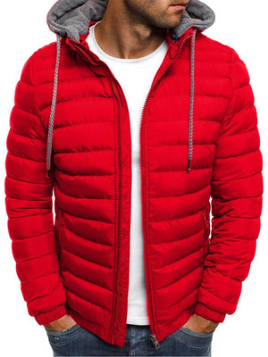 Men's Hooded Lightweight Zip Cotton-Padded Coat