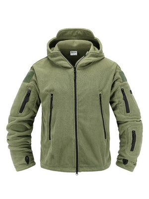 New Casual Fashion Solid Color Fleece Hooded Zipper Jacket For Men