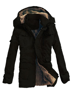 Fashion Winter Hooded Zipper Mid-length Thermal Coats For Men