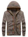 Men's Stylish Slim Hooded Sweater Casual Solid Color Button Comfy Coat