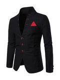 Mens Casual Solid Color Stand Collar Buttons Coats Blazers