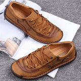 Men's Retro Microfiber Soft Rubber Sole Anti-slip Lace Up Shoes