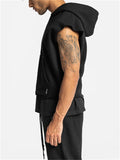 Cozy Large Size All Match Sleeveless Mens Cropped Hoodie