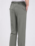 Mens Loose Vertical Solid Color Comfy Casual Trousers Slacks