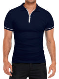 Men's Sporty Thin Breathable Short Sleeve Quarter-Zip Polo Shirt