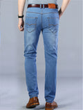 Loose Elastane Straight Breathable Denim Pants